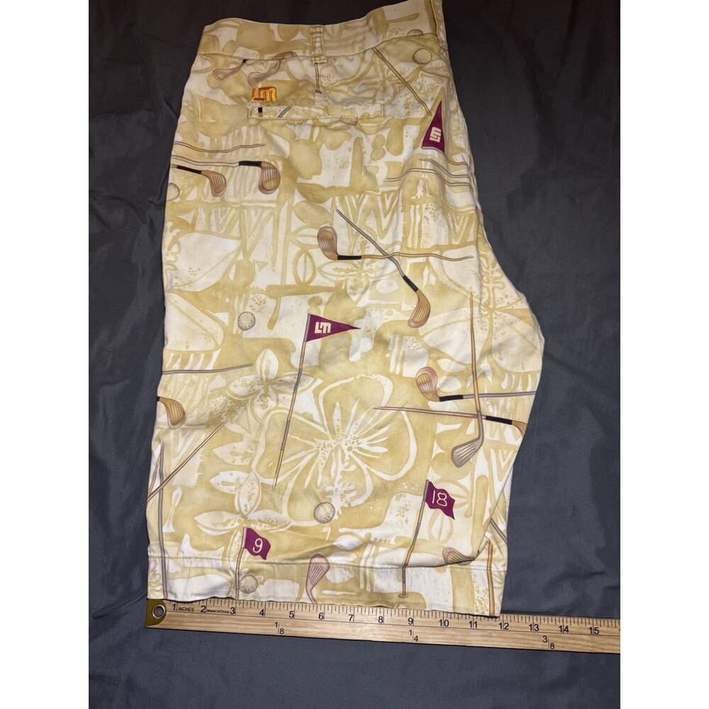 Loudmouth Golf Shorts Mens 40 Novelty Yellow Graphic Print 11” Inseam Preppy - Picture 7 of 11
